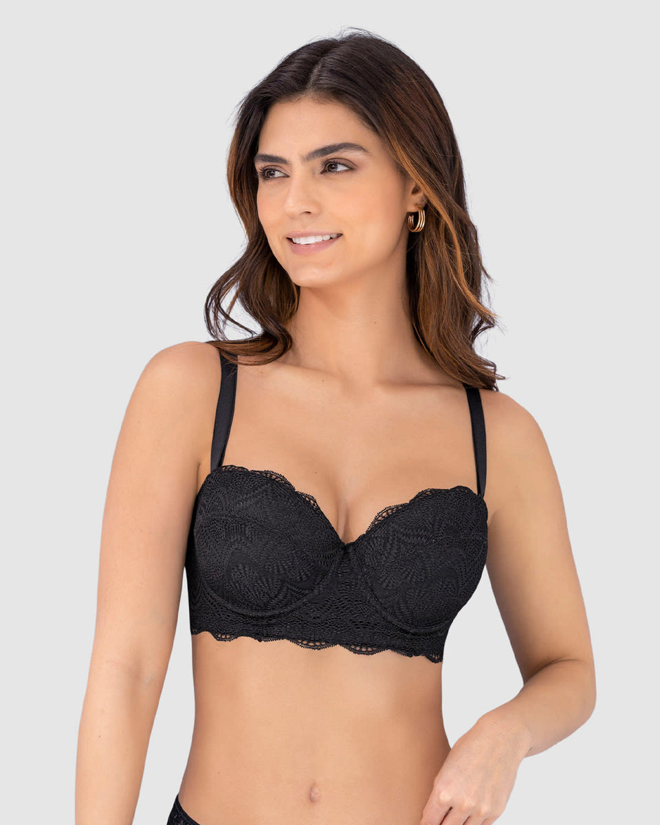 Brasier balconet de realce alto en encaje con máximo cubrimiento de espalda