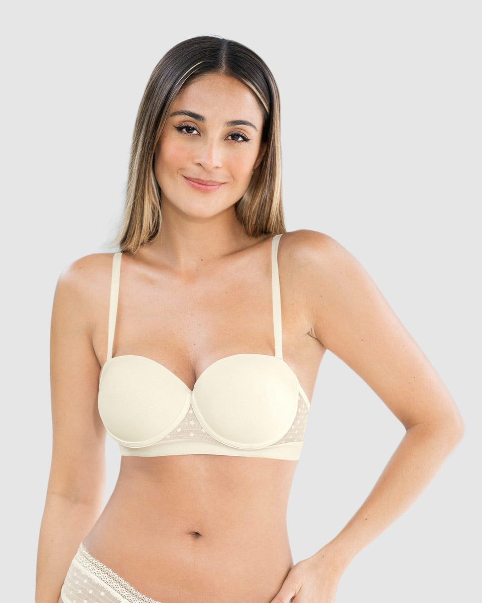 Brasier balconet con realce medio y espalda en tul
