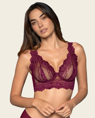 Brasier tipo bralette en encaje y transparencias#color_430-vino