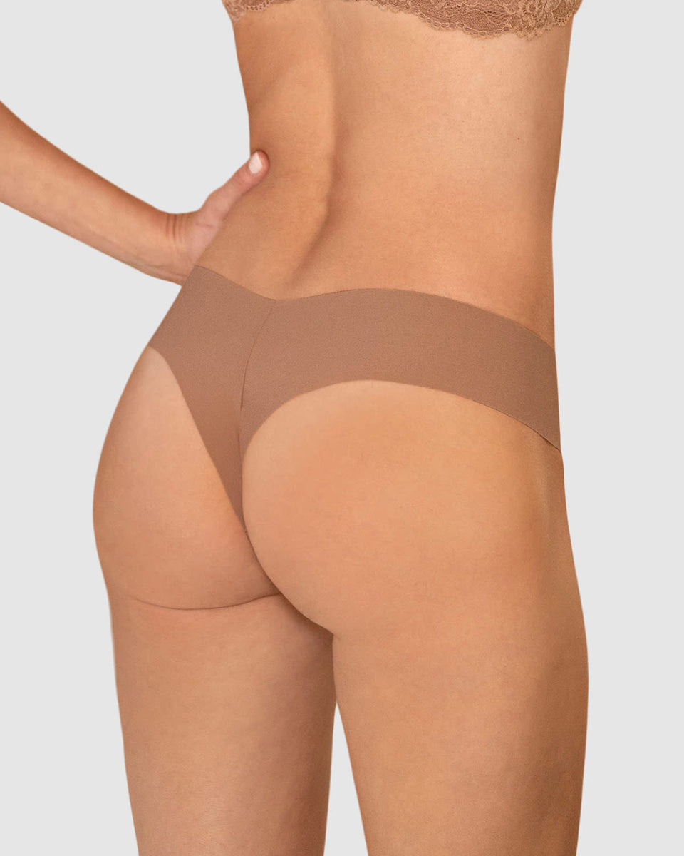 Panty brasilera invisible ultraplano sin elásticos y de pocas costuras