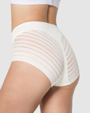 Panty faja clásico con control moderado de abdomen y bandas en tul#color_000-blanco