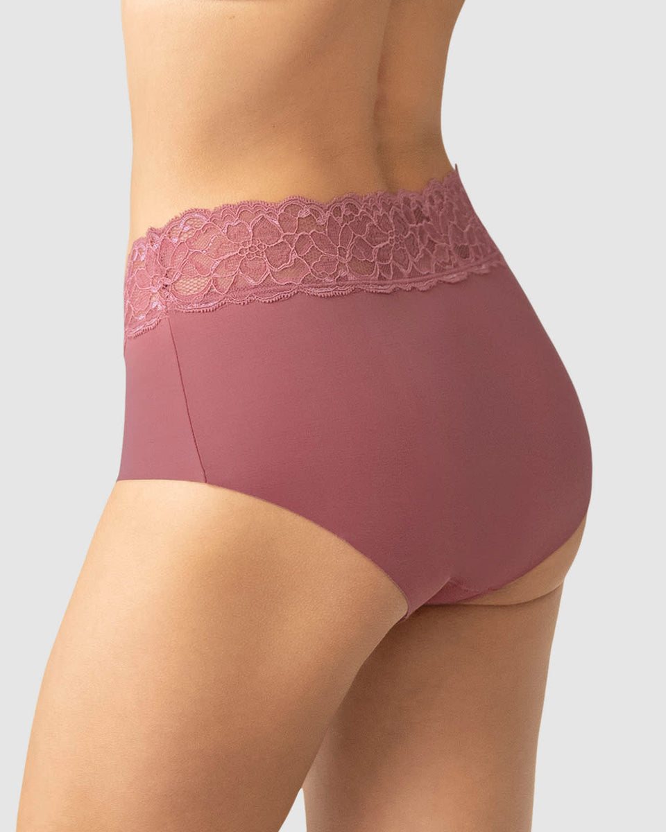 Panty hípster en tela ultraliviana con franja de encaje