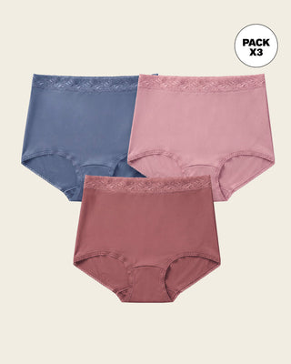 Paquete x 3 panties clásicos con toques de encaje#color_s14-azul-rosa-vino