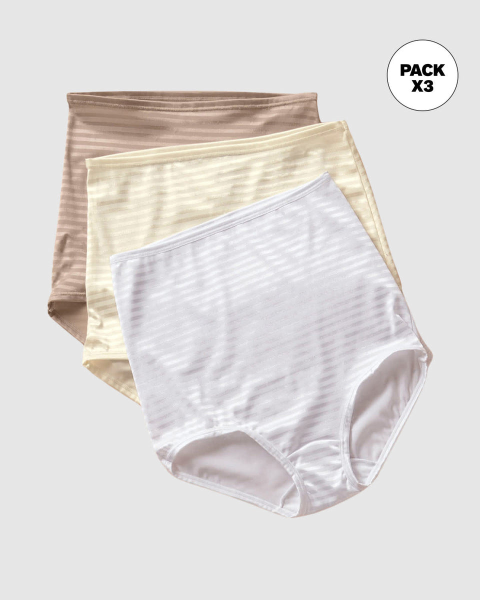 Paquete x 3 panties clásicos con máximo cubrimiento