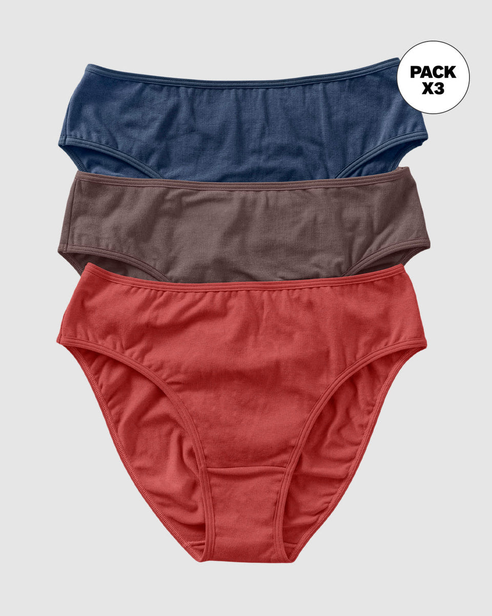 Paquete x 3 panties tipo bikini con buen cubrimiento