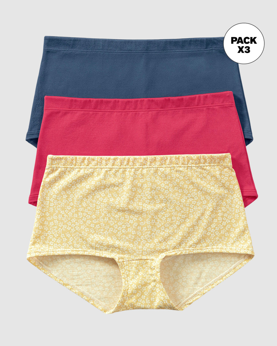 Paquete x 3 bóxers cortos con algodón elástico