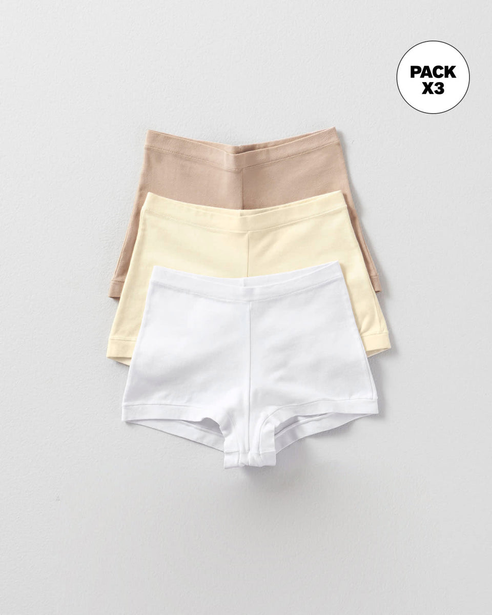 Paquete x 3 boxers con excelente cubrimiento de cola y abdomen