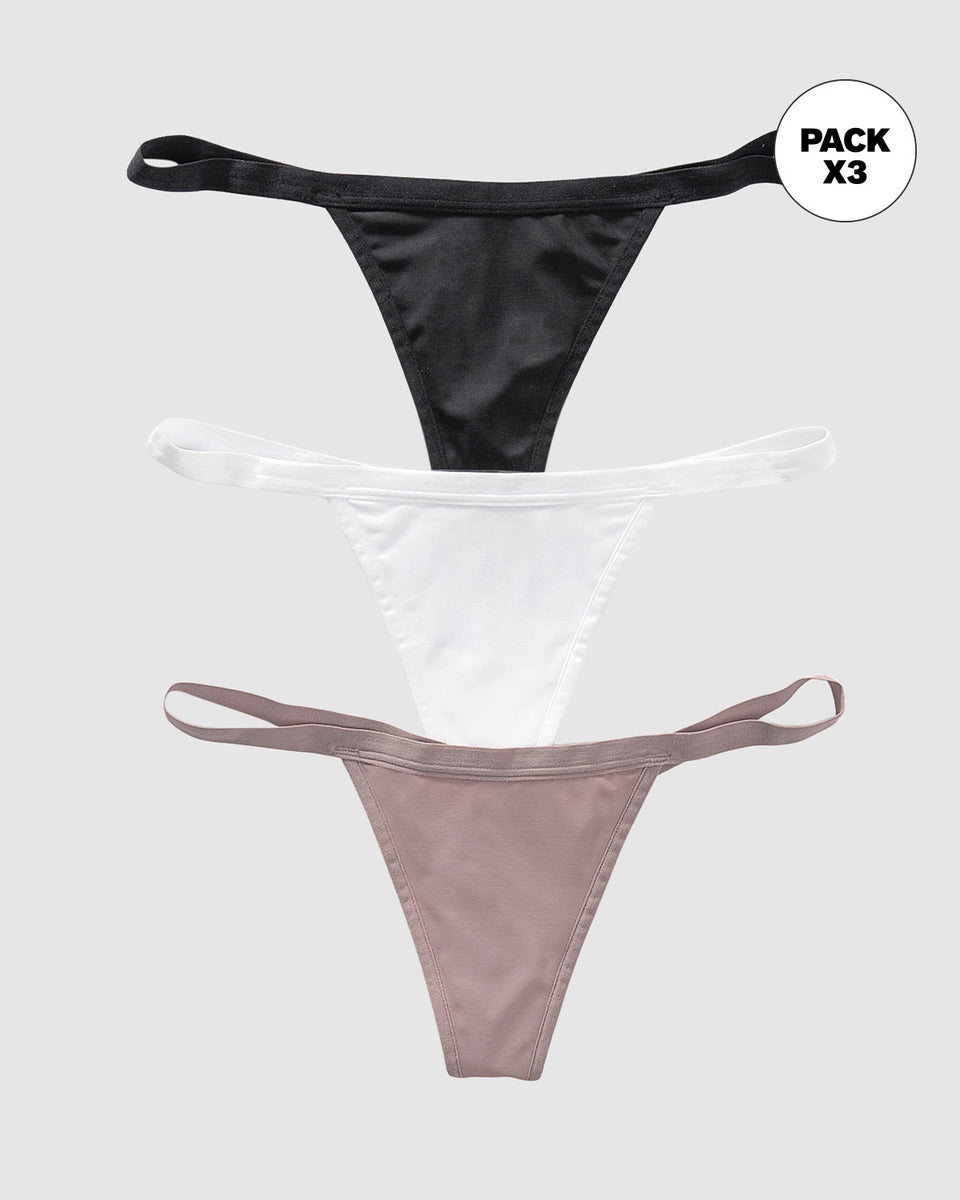 Paquete x 3 tangas brasileras de tiro bajo