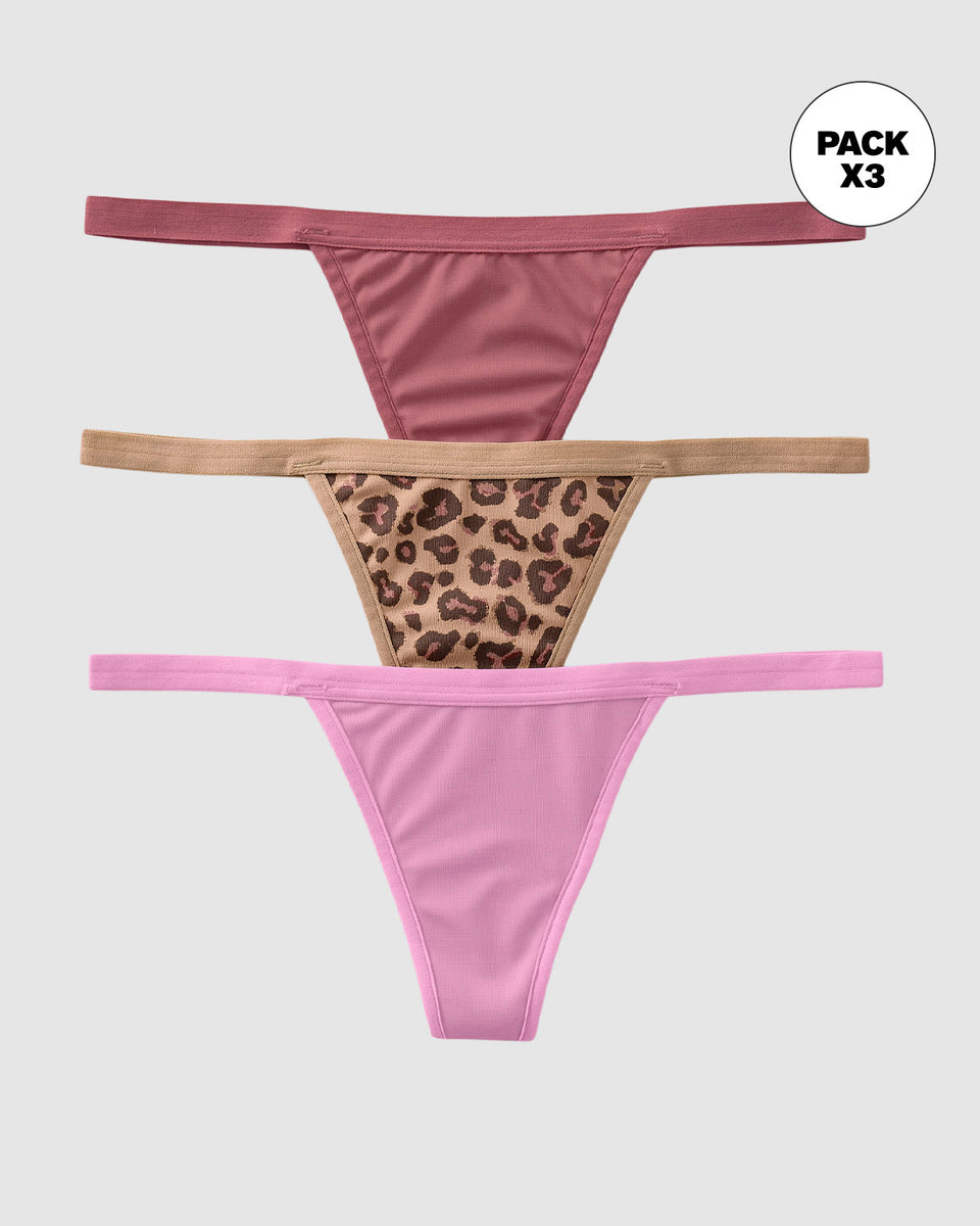 Paquete x 3 tangas brasileras de tiro bajo