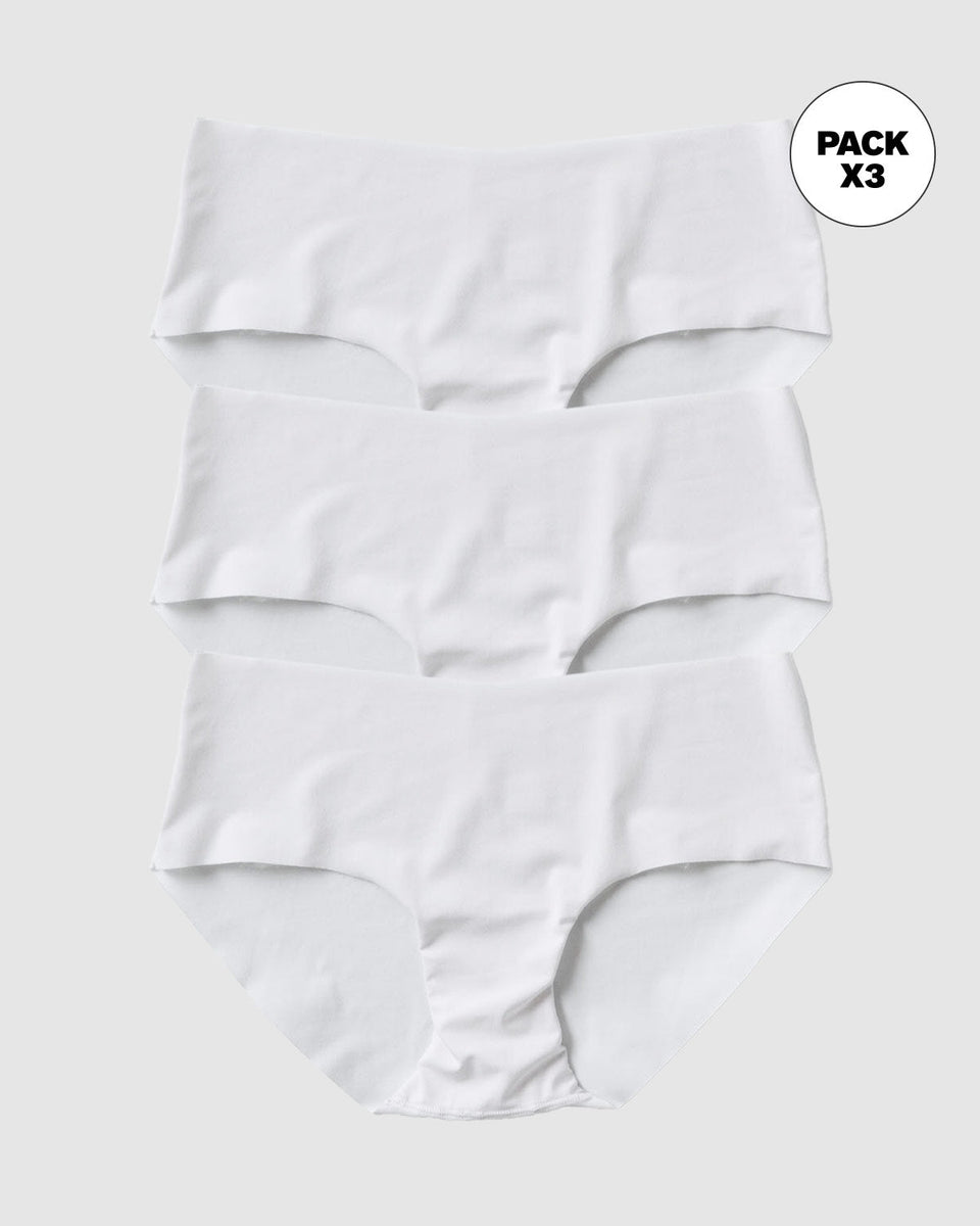 Paquete x3 panties hípster invisible ultraplano sin elásticos y de pocas costuras