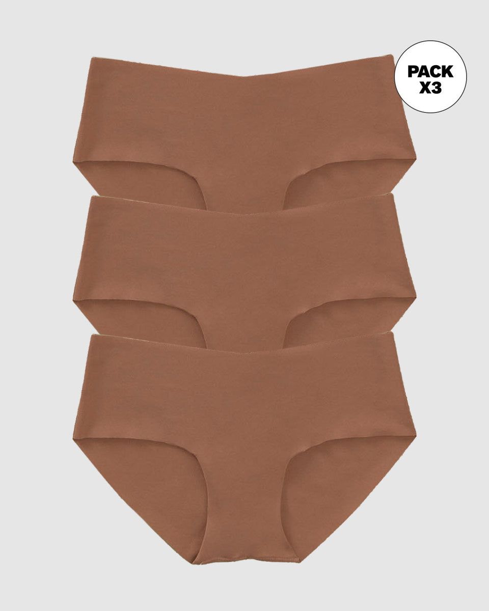 Paquete x3 panties hípster invisible ultraplano sin elásticos y de pocas costuras