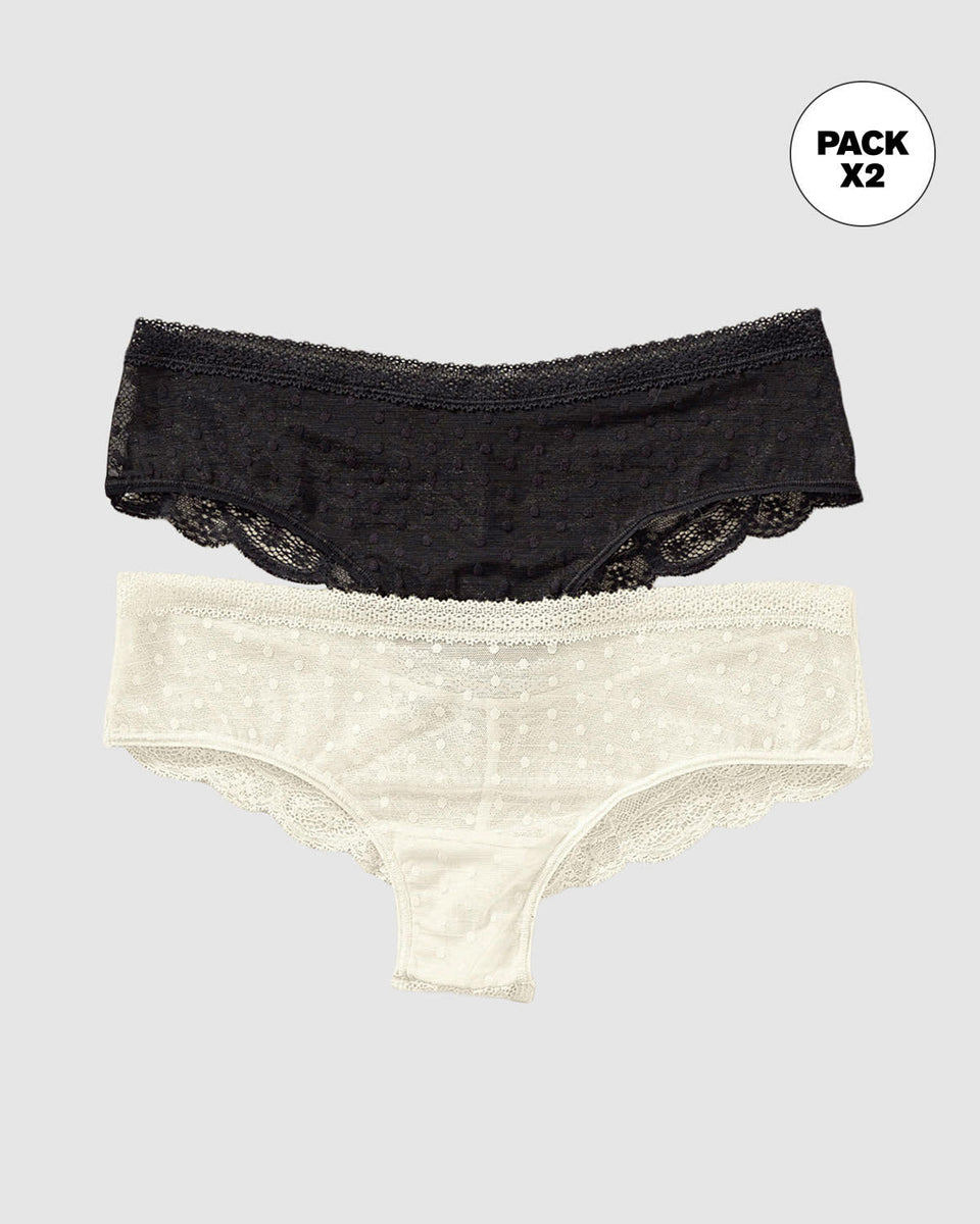 Paquete x 2 panties cacheteros en encaje y tul