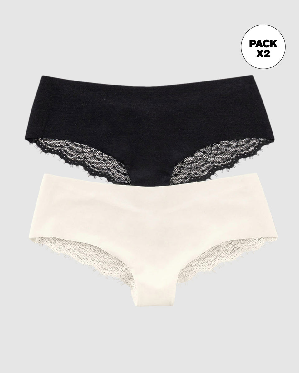 Paquete x 2 panties cacheteros descaderados con encaje