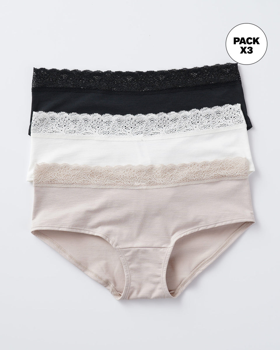 Paquete x3 panties estilo hípster total comodidad