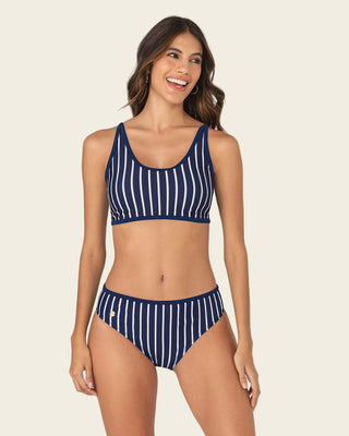 Bikini tiro alto con control suave en abdomen bajo#color_065-estampado-rayas-azul