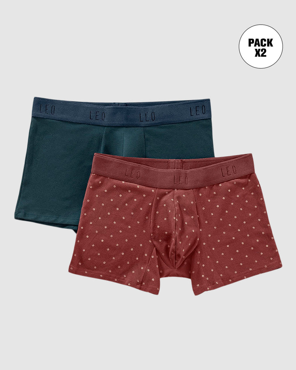 Paquete x2 bóxers cortos en algodón elástico