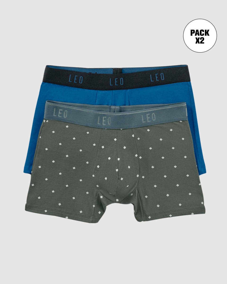 Paquete x2 bóxers cortos en algodón elástico