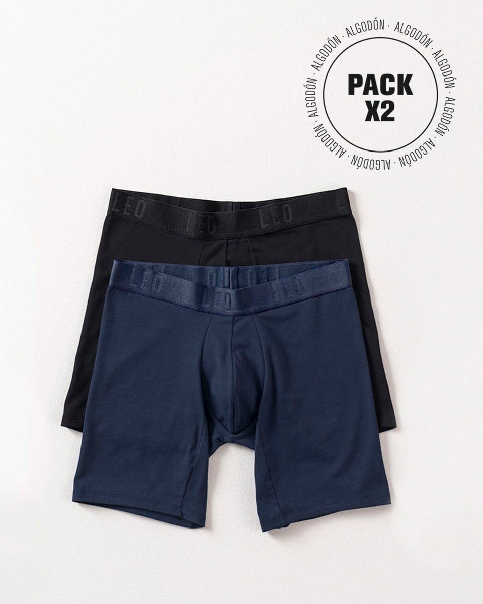 Paquete x2 bóxers largos ajustado con algodón
