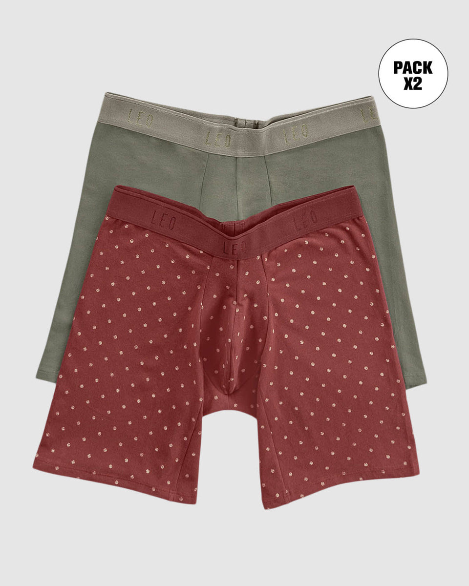 Paquete x2 bóxers largos ajustado con algodón
