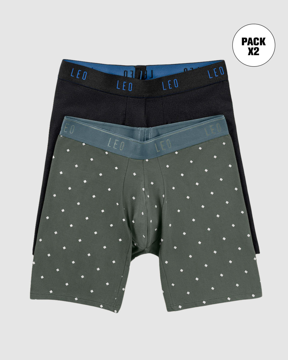 Paquete x2 bóxers largos ajustado con algodón