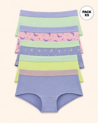 Paquete x 5 panties tipo hipster para niña#color_s07-morado-verde-limon-verde-claro-lunitas