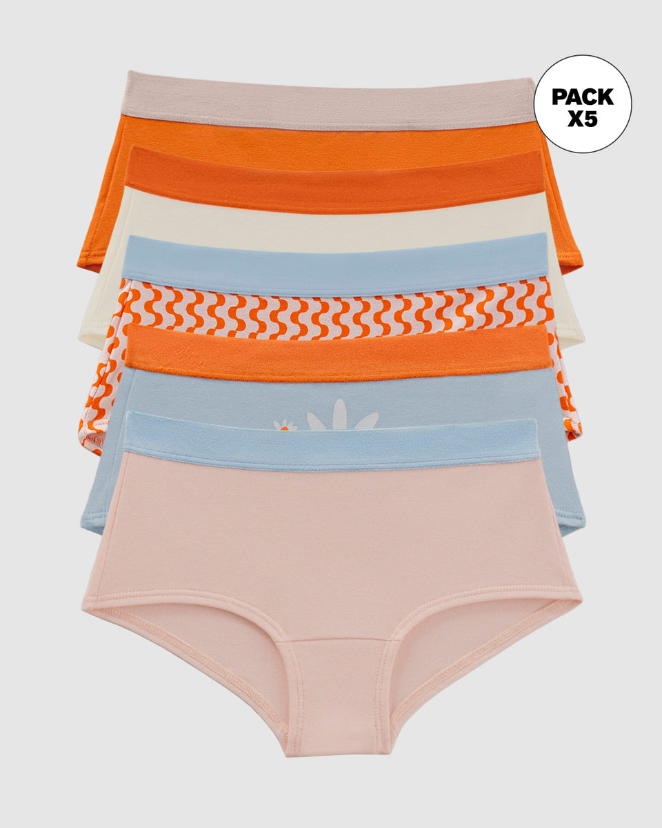 Paquete x 5 panties tipo hipster para niña