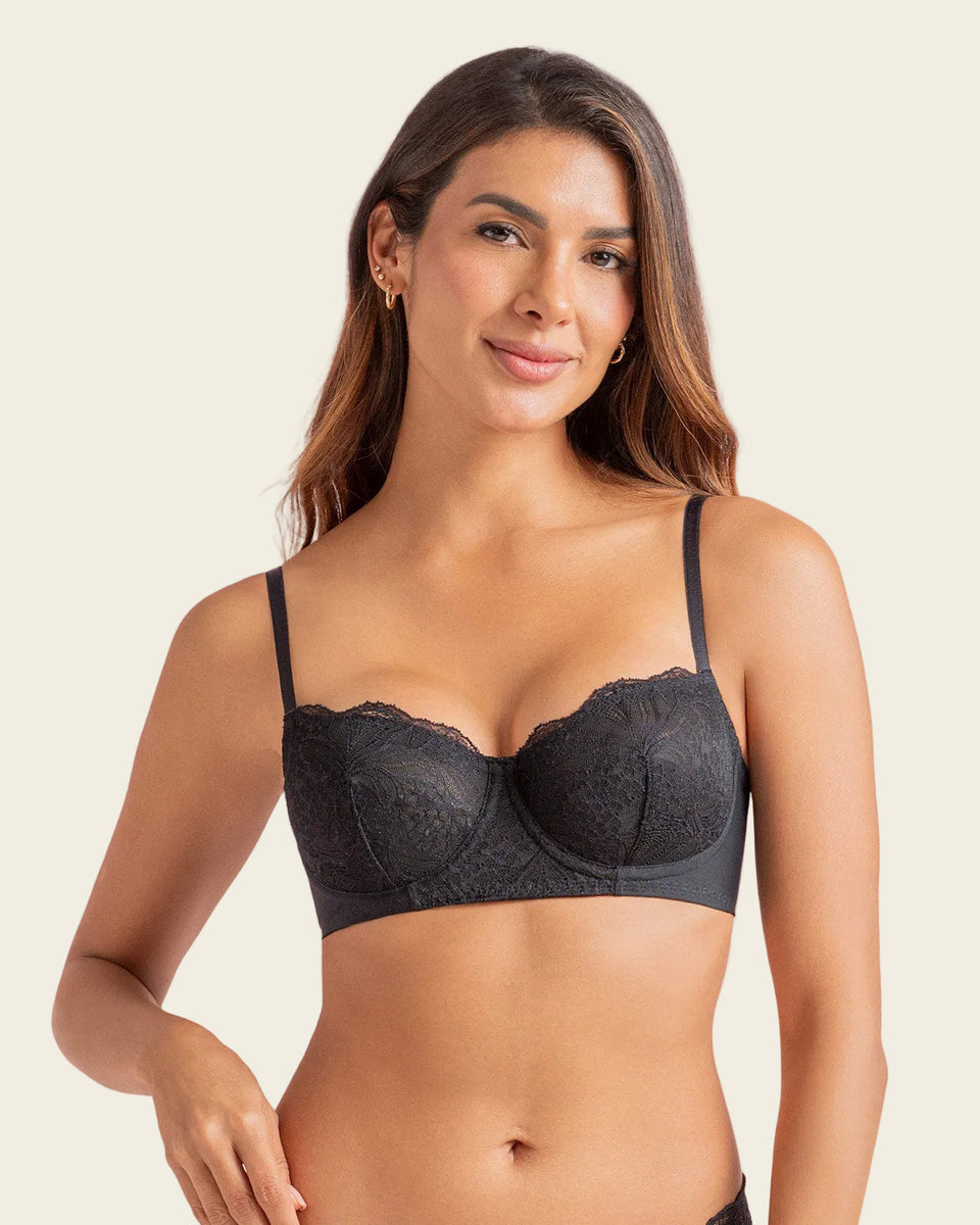 Brasier con copas en encaje y espalda en tul