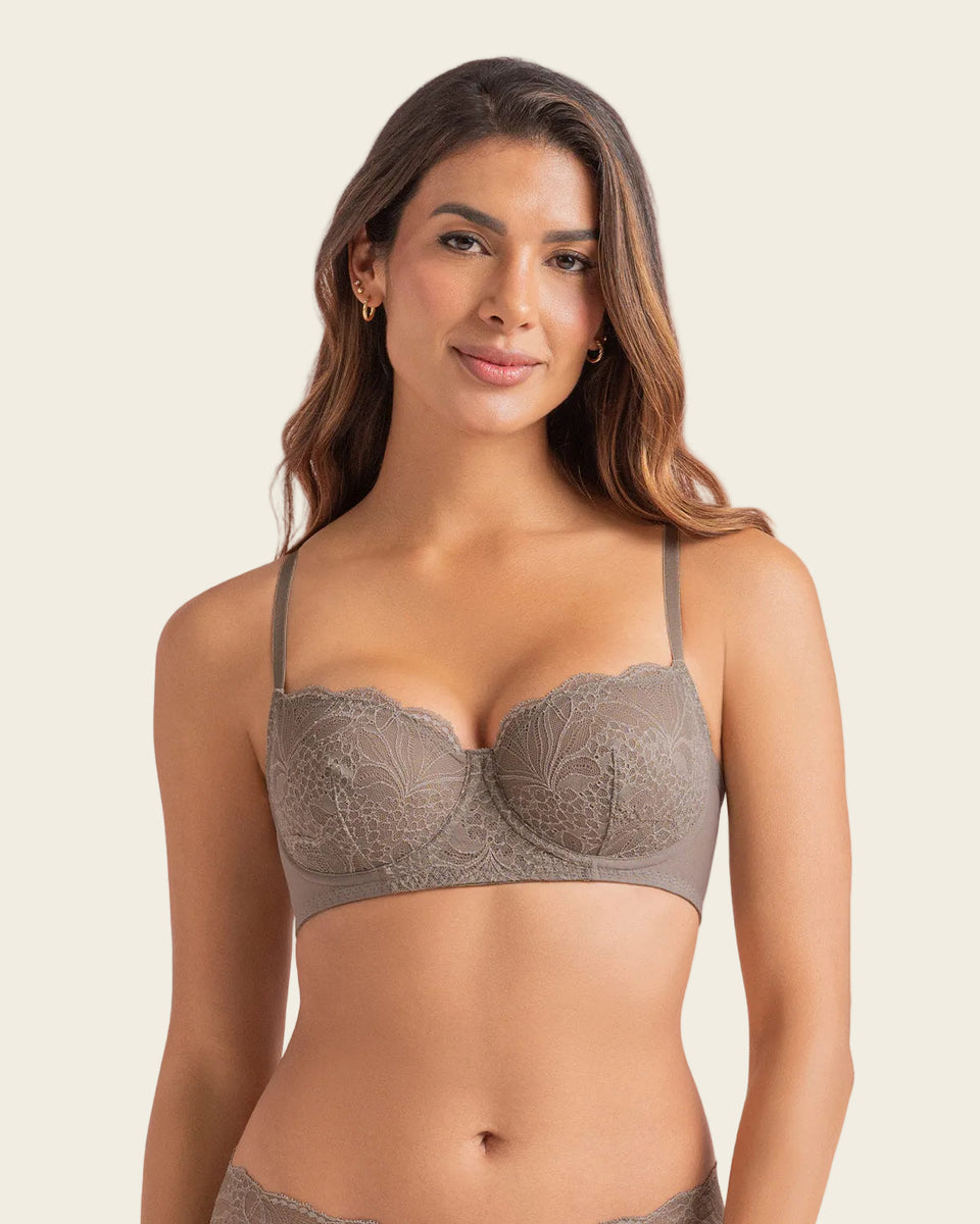 Brasier con copas en encaje y espalda en tul
