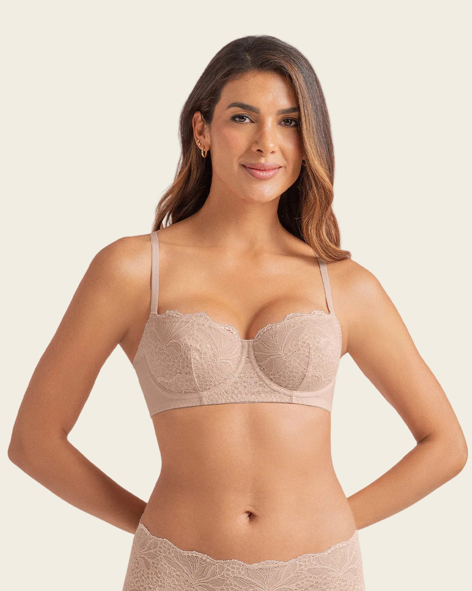 Brasier con copas en encaje y espalda en tul