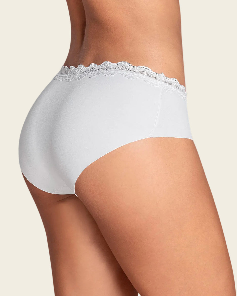Panty hípster con encaje en cintura tiro medio