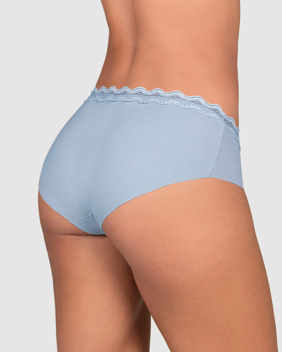Panty hípster con encaje en cintura tiro medio