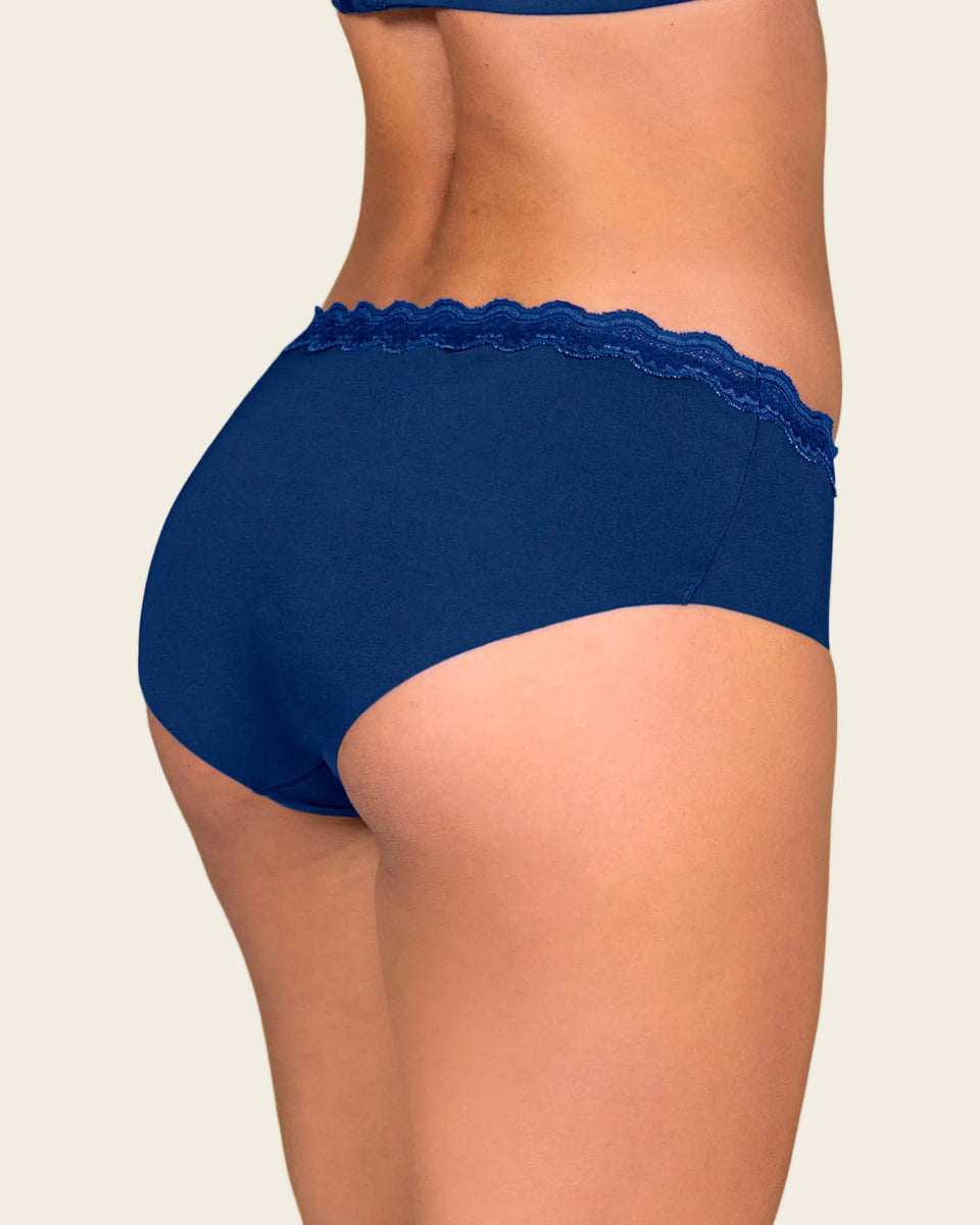 Panty hípster con encaje en cintura tiro medio