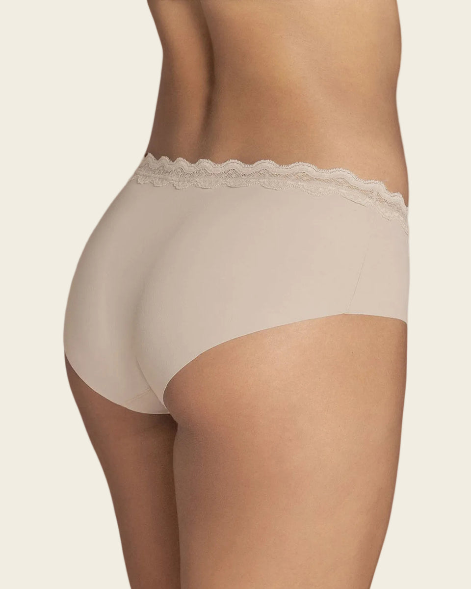 Panty hípster con encaje en cintura tiro medio