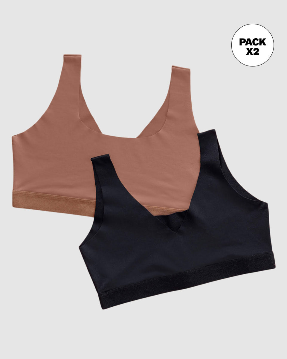 Paquete x 2 tops invisibles doble escote