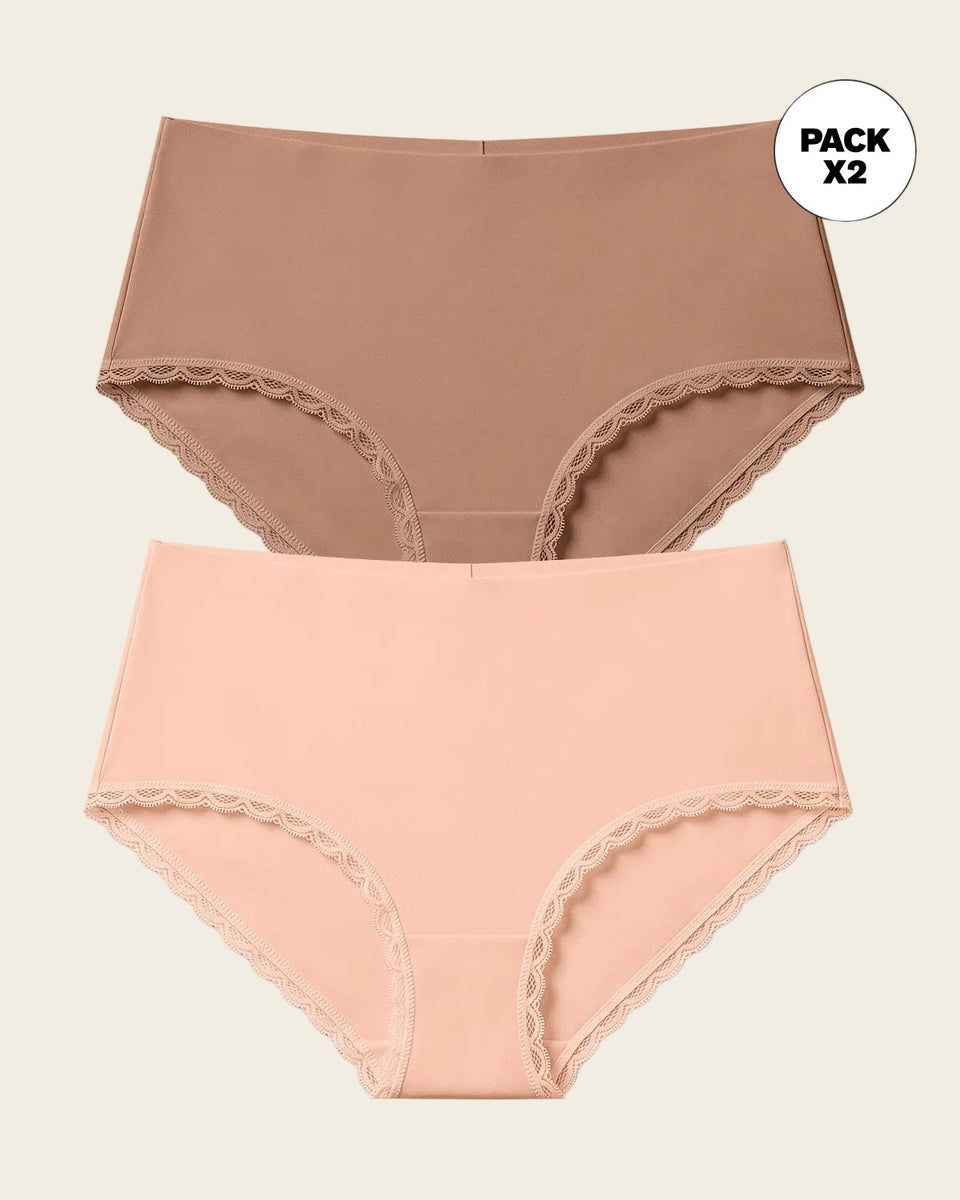 Paquete x 2 panties cacheteros, sin elásticos en cintura