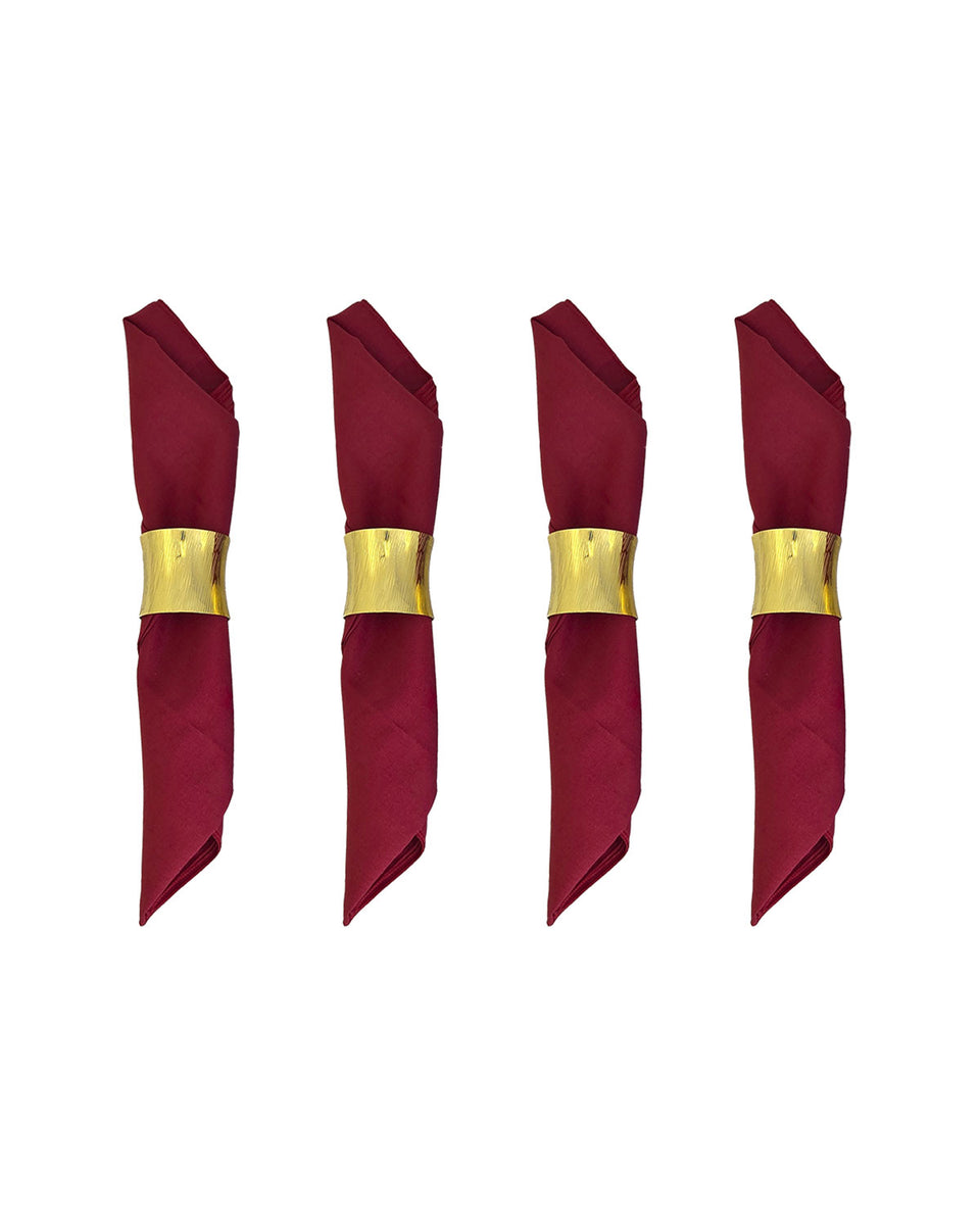 Set x 4 Servilletas Tela + Servilletero Dorado