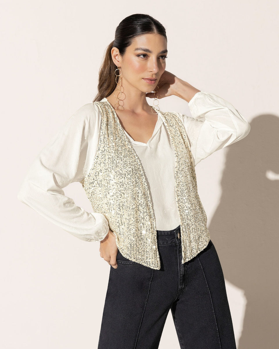 Chaleco abierto de lentejuelas