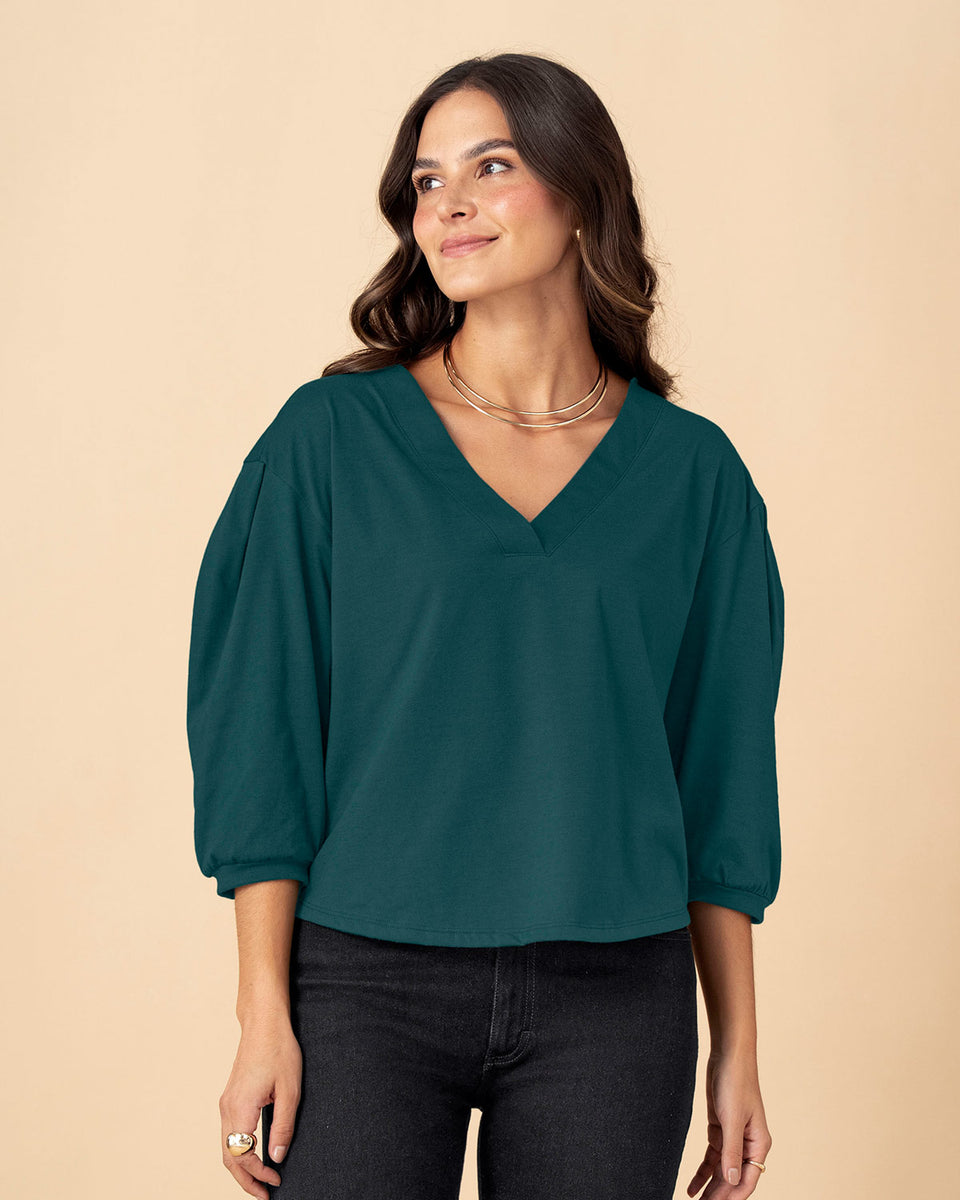 Camiseta manga 3/4 tipo globo