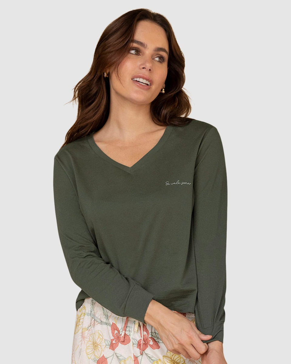 Camiseta manga larga en tejido de punto