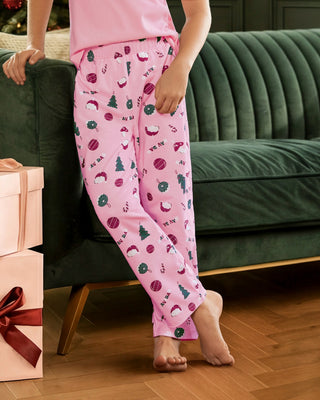 Pantalón estampado infantil de pijama#color_099-rosado-estampado