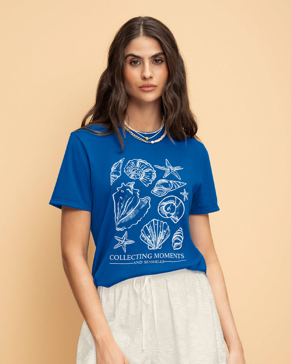 Camiseta en algodón manga corta con estampado localizado