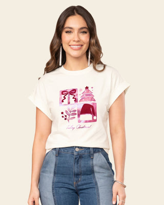 Camiseta con estampado localizado en el frente#color_806-marfil