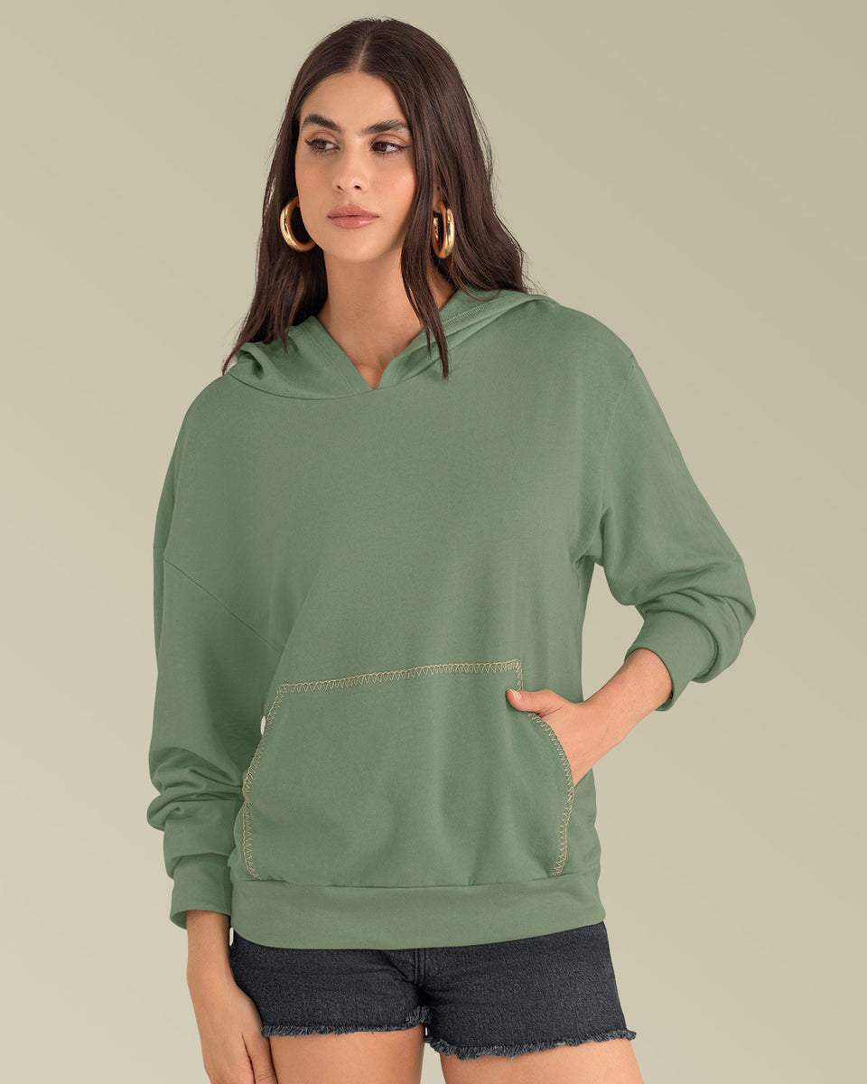 Buzo con bolsillo tipo canguro y capucha