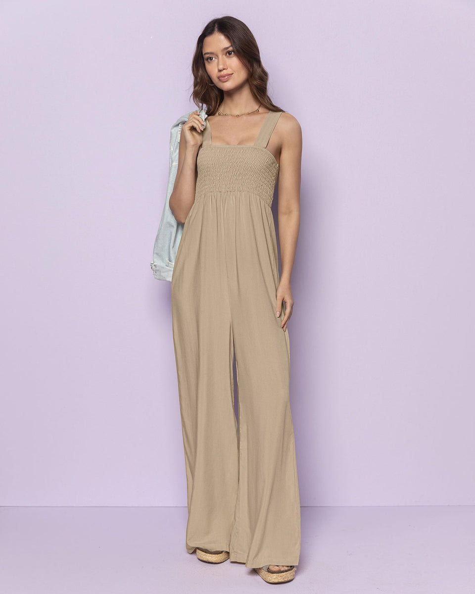 Enterizo largo con nido de abeja y bota amplia