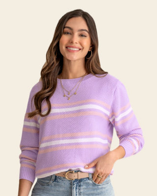 Buzo tejido de silueta amplia#color_146-rosado-rayas-lila