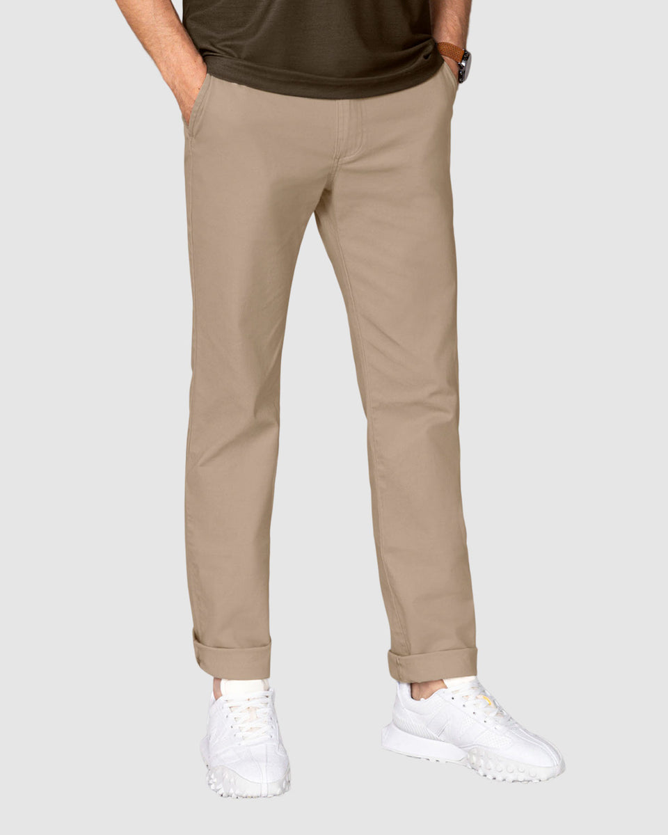 Pantalón bota recta en drill de tacto suave stretch