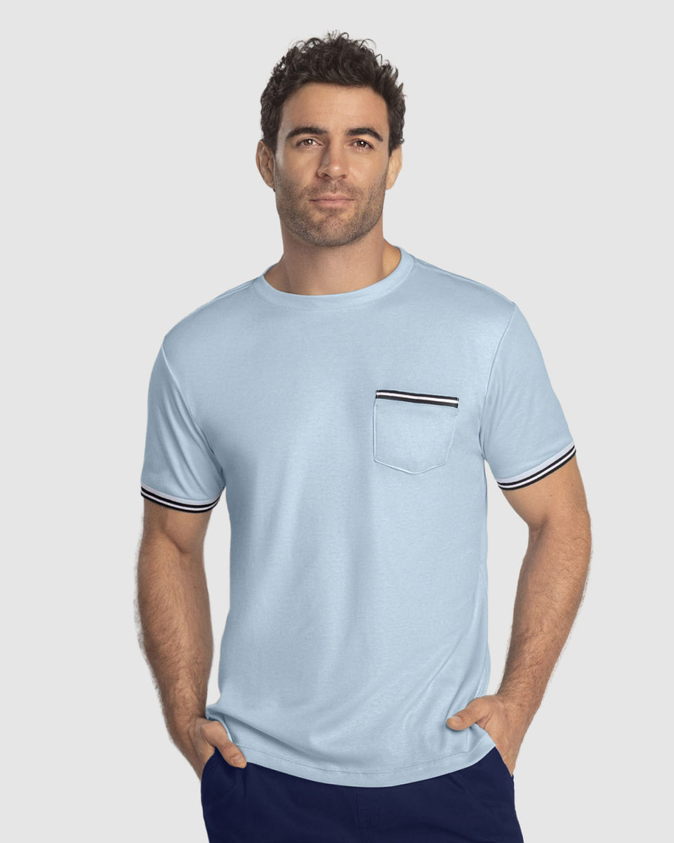 Camiseta manga corta con detalle tejido en mangas