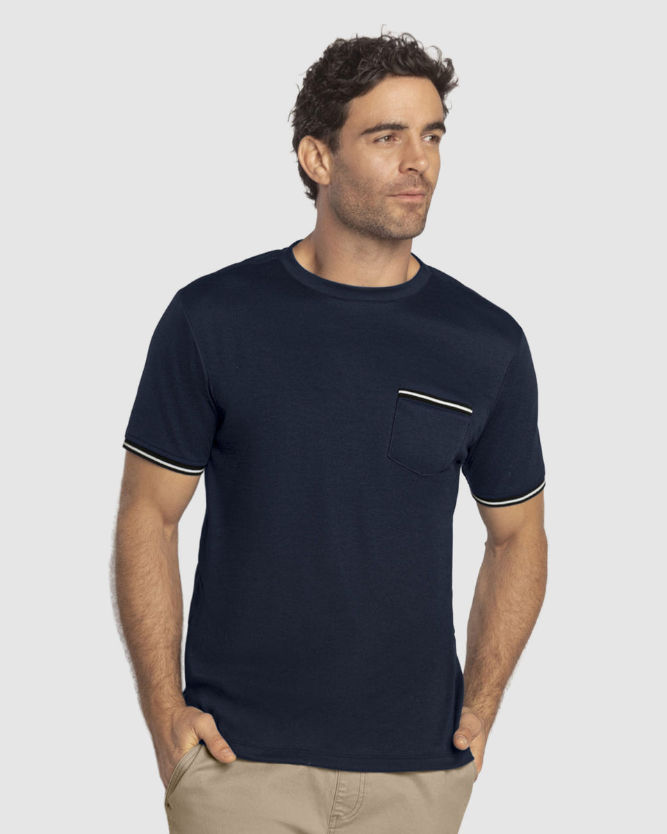 Camiseta manga corta con detalle tejido en mangas