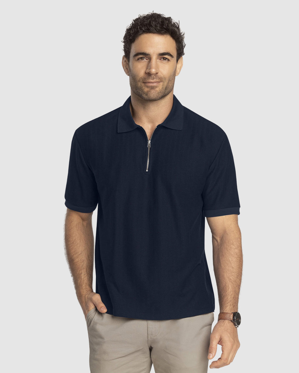Camiseta tipo polo con cierre en tela con textura