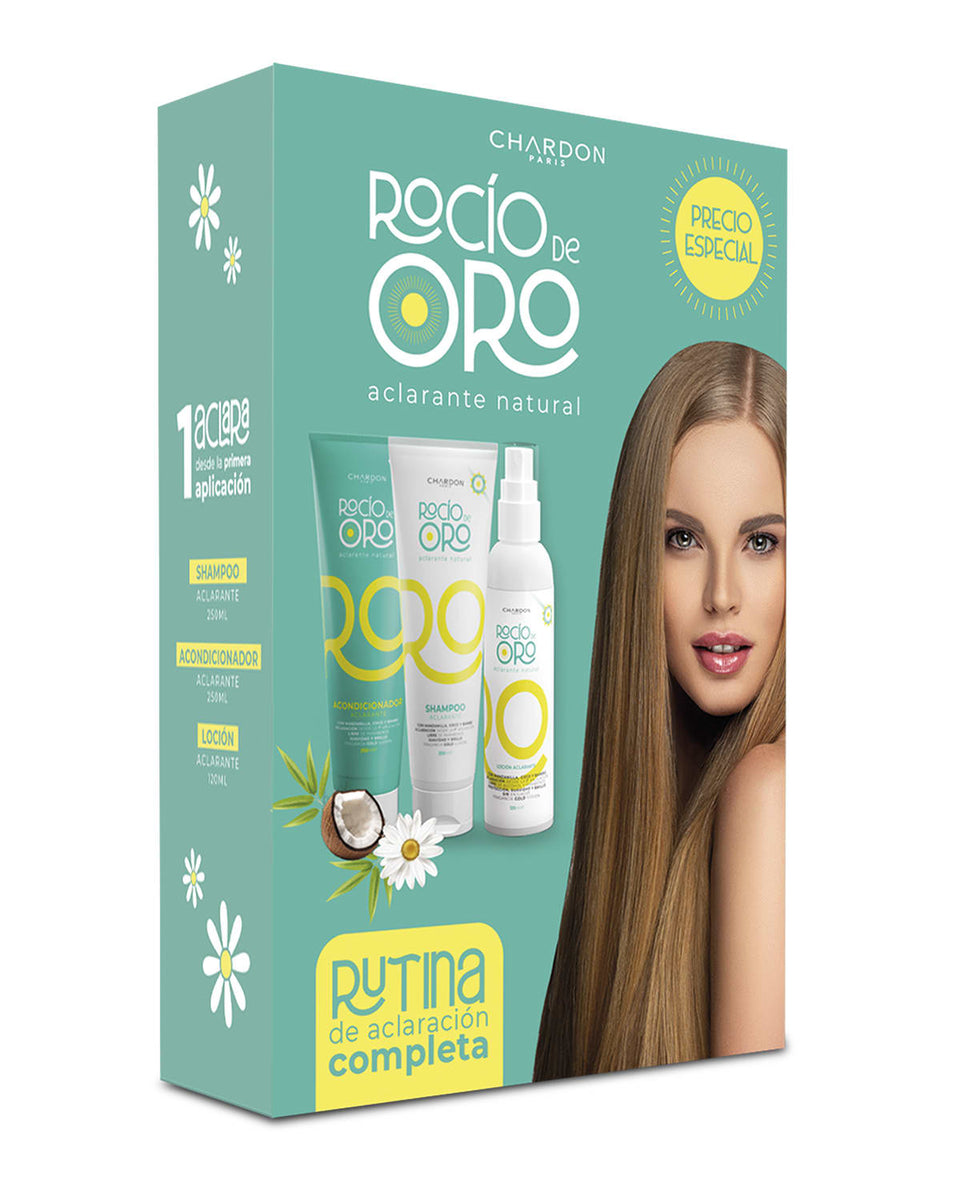 Pack Rocío de Oro: Shampoo + Acondicionador + Loción Aclarante